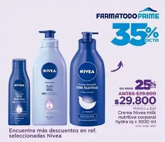 FarmaTodo Crema Nivea Milk Nutritiva Corporal Hydra x 1000ml oferta
