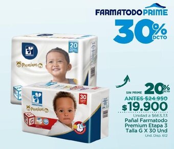 FarmaTodo Pañal Farmatodo Premium Etapa 3 Talla G x 30 und oferta