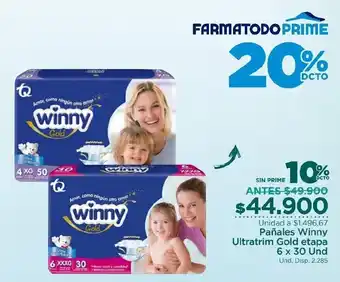 FarmaTodo Pañales Winny Ultratrim Gold Etapa 6 x 30 und oferta