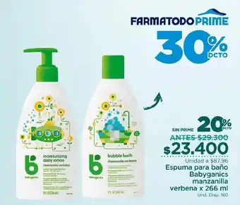 FarmaTodo Espuma para Baño Babyganics Manzanilla Verbena x 266ml oferta