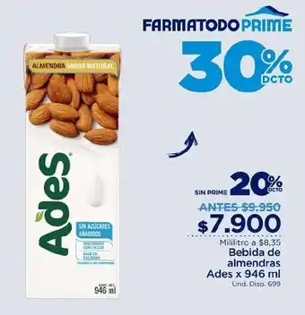 FarmaTodo Bebida de Almendras Ades x 946ml oferta