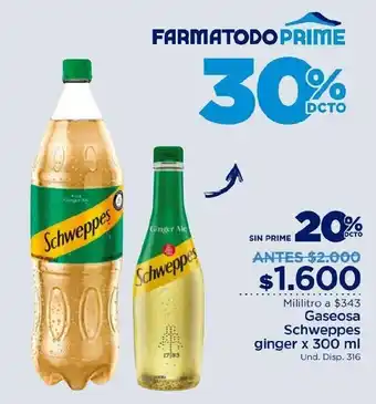 FarmaTodo Gaseosa Schweppes Ginger x 300ml oferta