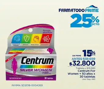 FarmaTodo Centrum for Women 50+ x 30 tabletas oferta