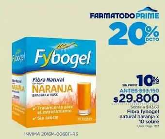 FarmaTodo Fibra Fybogel Natural Naranja x 10 sobre oferta