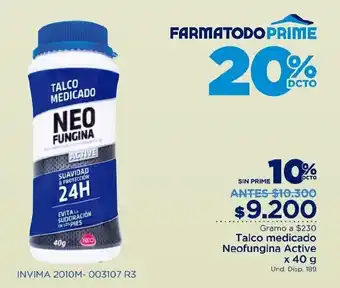 FarmaTodo Talco Medicado Neofungina Active x 40g oferta