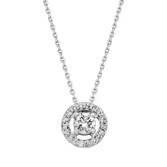 Kevin's Joyeros Gargantilla en oro blanco de 18 kilates, rolo, con diamante central de 0.11 ct y decoración en diamantes de 0.05 ct, 40 cm. d oferta