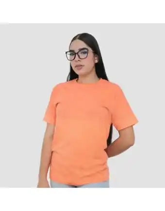 Camiseta básica cuello redondo durazno mujer