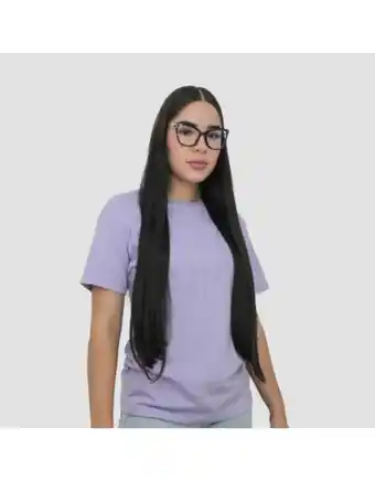 Camiseta básica cuello redondo lila mujer