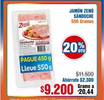 Alkosto Jamon Zenu Sanduche 550 gramos oferta