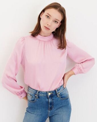Julio Blusa satín cuello perkins oferta