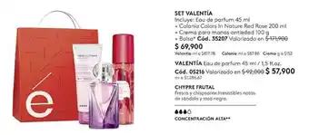 Ésika Set Valentía Eau de Parfum 45ml + Colonia Colors In Nature Red Rose 200ml + Crema para Manos Antiedad 100g + Bolsa oferta