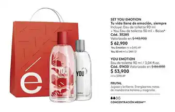 Ésika Set You Emotion Eau de Toilette 90ml + You Eau de Toilette 50ml + Bolsa oferta