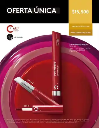 Ésika Colorfix Duo Tattoo Labial 24H 2.6ml - 2g / .09 fl. oz - .05oz oferta