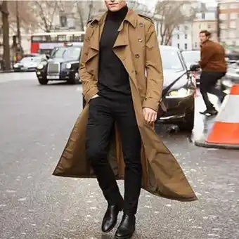 Linio Abrigo largo para hombre, primavera otoño, gabardina informal para hombre, gabar(#khaki) oferta