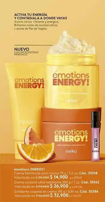 Ésika émotions ENERGY Crema Hidratante para manos 75g / 2.6oz oferta
