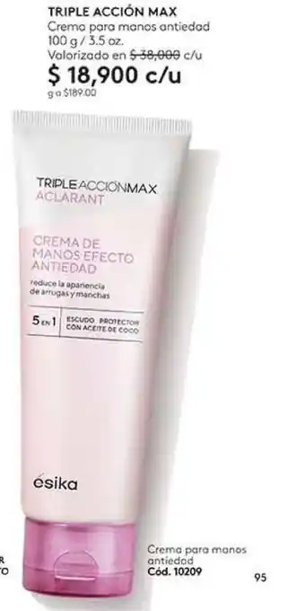 Ésika Triple Acción Max Crema para Manos Antiedad 100g / 3.5oz oferta
