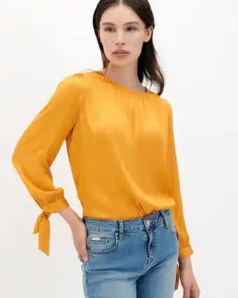 Julio Blusa satín corrugado puño anudado oferta