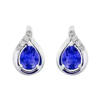 Kevin's Joyeros Topos en oro blanco de 18 kilates, lagrima, con 2 zafiros centrales de 0.40 ct y decoración en diamantes de 0.03 ct oferta