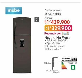 Metro Nevera no frost mabe 247l oferta