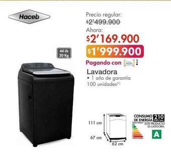 Metro Lavadora haceb 20kg oferta
