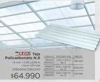 Easy Teja policarbonato n.6 oferta