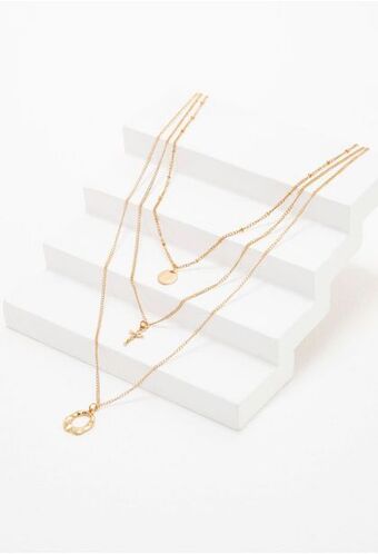 ELA Collar en niveles con cruz y medalla oferta