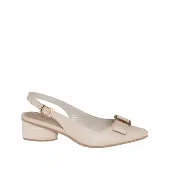 Bon-Bonite Zapatos destalonados de tacón geométrico en cuero color caqui oferta