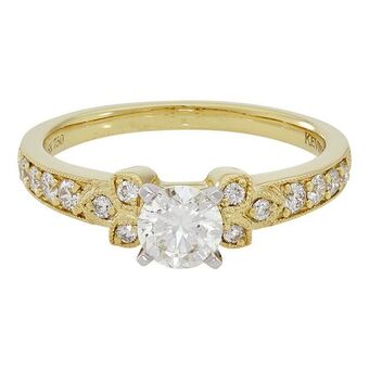 Kevin's Joyeros Anillo compromiso en oro amarillo de 18 kilates, con diamante central de 0.50 ct y decoración en diamantes de 0.23 ct oferta