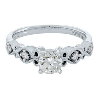 Kevin's Joyeros Anillo compromiso en oro blanco de 18 kilates, con diamante central de 0.50 ct y decoración en diamantes de 0.06 ct oferta
