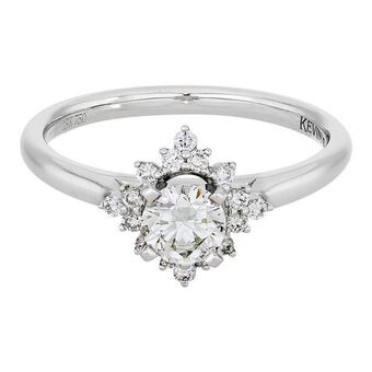 Kevin's Joyeros Anillo compromiso en oro blanco de 18 kilates, con diamante central de 0.50 ct y decoración en diamantes de 0.17 ct oferta