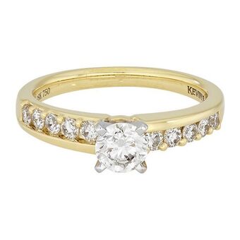Kevin's Joyeros Anillo compromiso en oro amarillo de 18 kilates, con diamante central de 0.50 ct y decoración en diamantes de 0.33 ct oferta