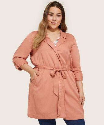 Pat Primo Chaqueta trench larga con cinturón en tela oferta