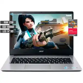 Computador portatil acer amd ryzen 5 3500u ssd 1tb ram 12gb hd 14"