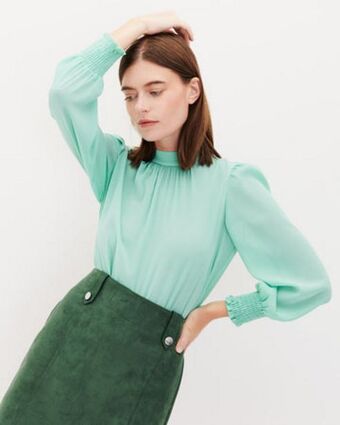 Julio Blusa cuello perkins puño enresortado oferta