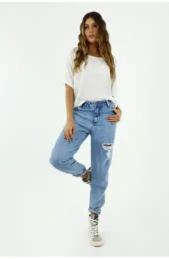 Tennis Jean boyfriend para mujer azul con salpicaduras oferta