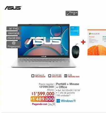 Metro Computador portátil + mouse + office asus oferta