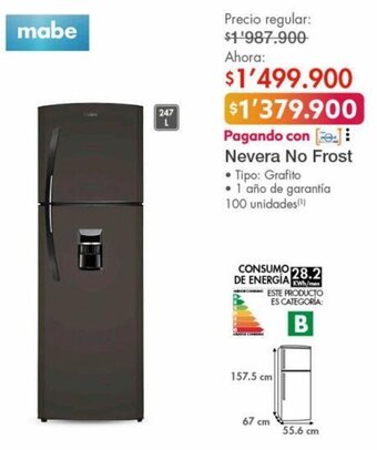 Metro Mabe Nevera No Frost oferta