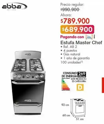 Metro Abba Estufa Master Chef oferta