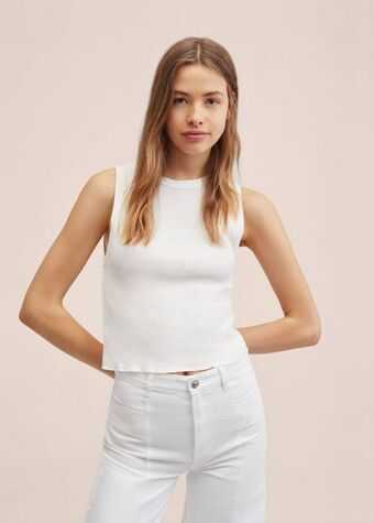 Mango Camiseta sin mangas tejido delavado oferta