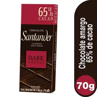 Éxito Chocolate 65 cacao santander 70 gr oferta