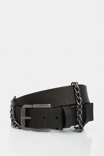 Cinturón unifaz ankara de cuero para hombre cadena metálica negro