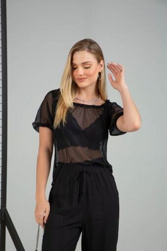 Carmel Blusa manga corta negro oferta