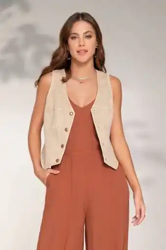 Carmel Chaleco sin cuello marfil oferta
