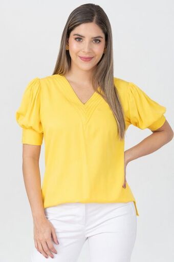 Unipunto Blusa manga corta escote v con alforzas oferta