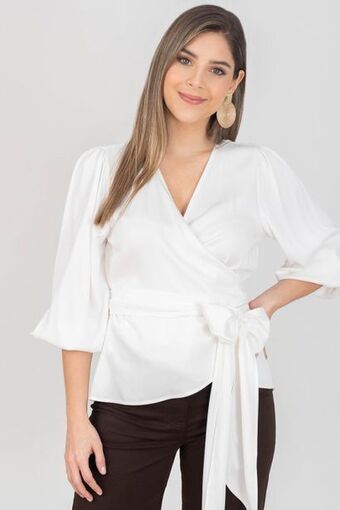 Unipunto Blusa manga 3/4 cruzada con cinturón oferta
