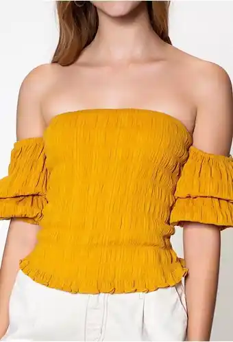 ELA Blusa campesina con manga puff oferta