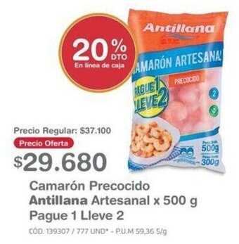 Makro Camarón Precocido Antillana Artesanal x 500g oferta