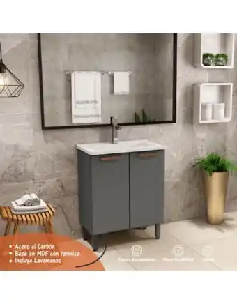 Flamingo Mueble de baño con lavamanos 70cm grafito oferta