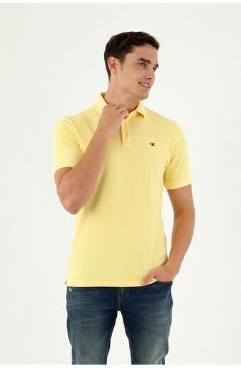 Tennis Camiseta polo amarilla con bordado para hombre oferta