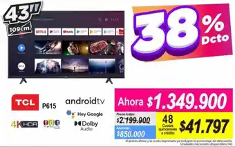 Alkomprar TCL P615 Android TV 4K HDR 43" oferta